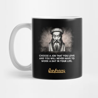 Black and white portrait of Confucius and quote Mug